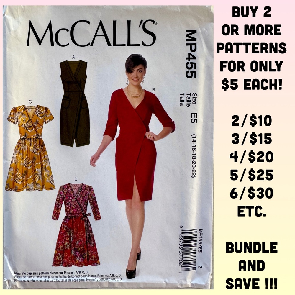 McCall’s MP455 Dress Sewing Pattern Uncut (14-16-18-20-22)